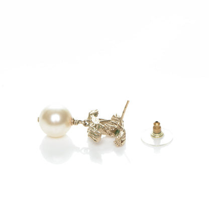 Chanel Crystal Pearl CC Drop Earrings Gold 5 of 5