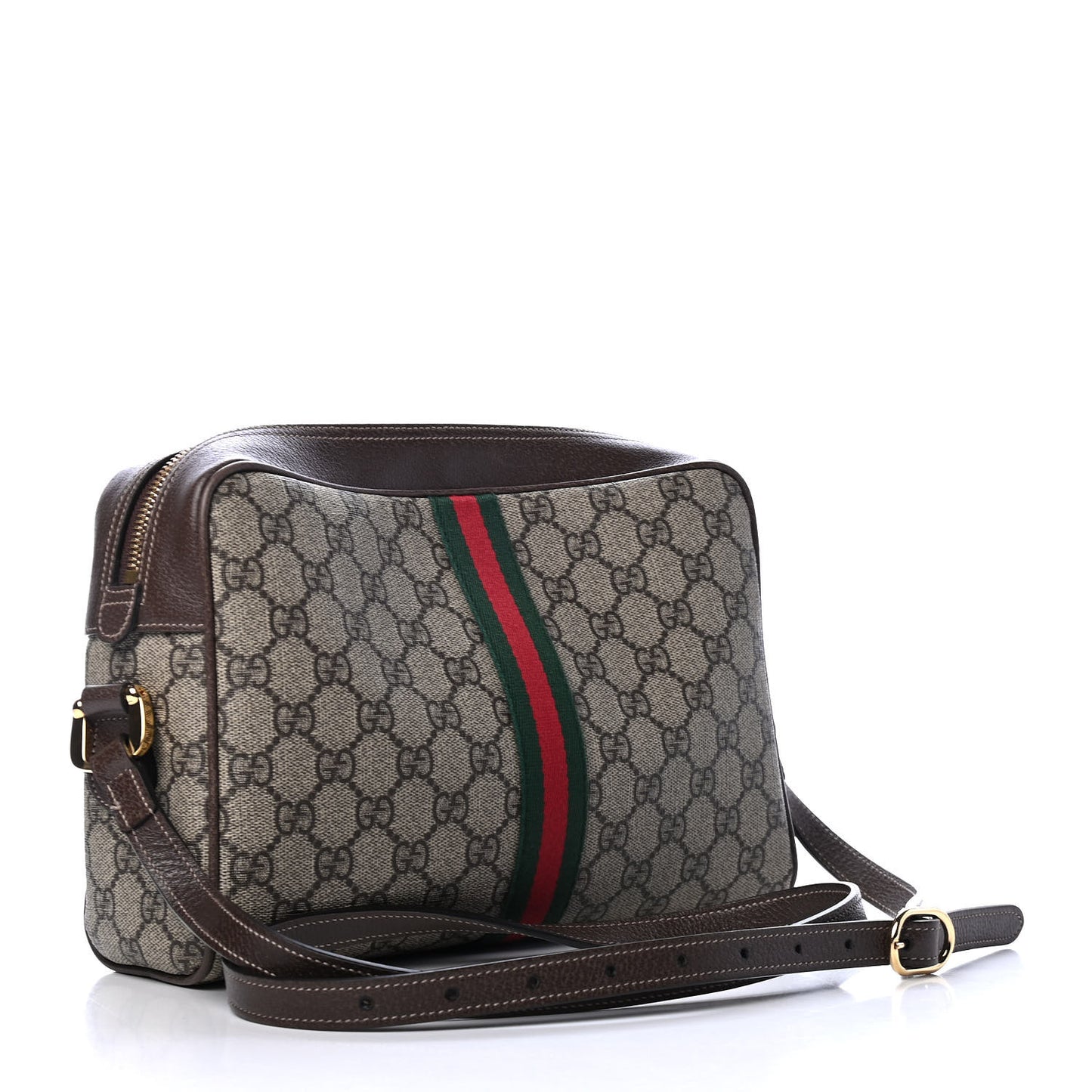 GG Supreme Monogram Web Small Ophidia Shoulder Bag Brown