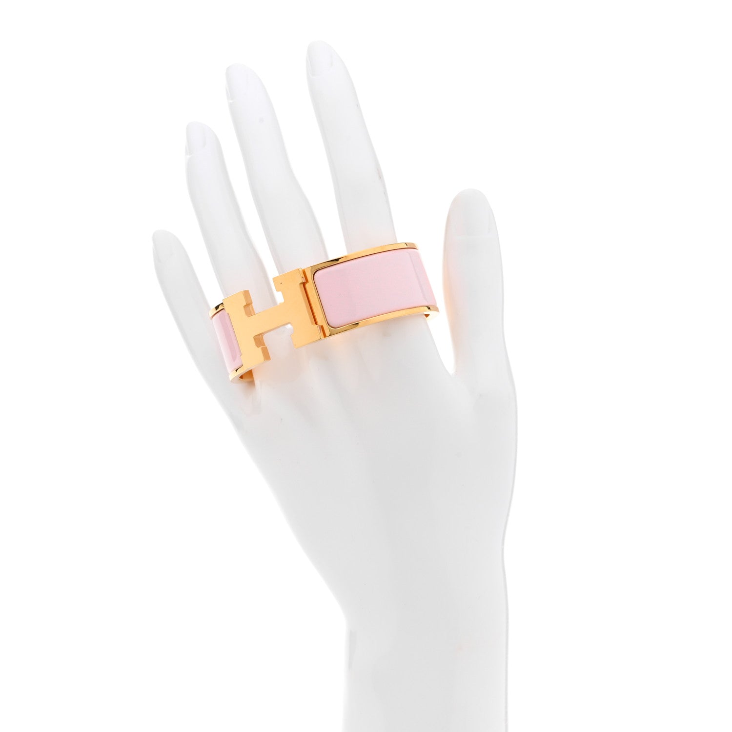 Hermes Enamel Wide Clic Clac H Bracelet PM Rose Poudre 2 of 5