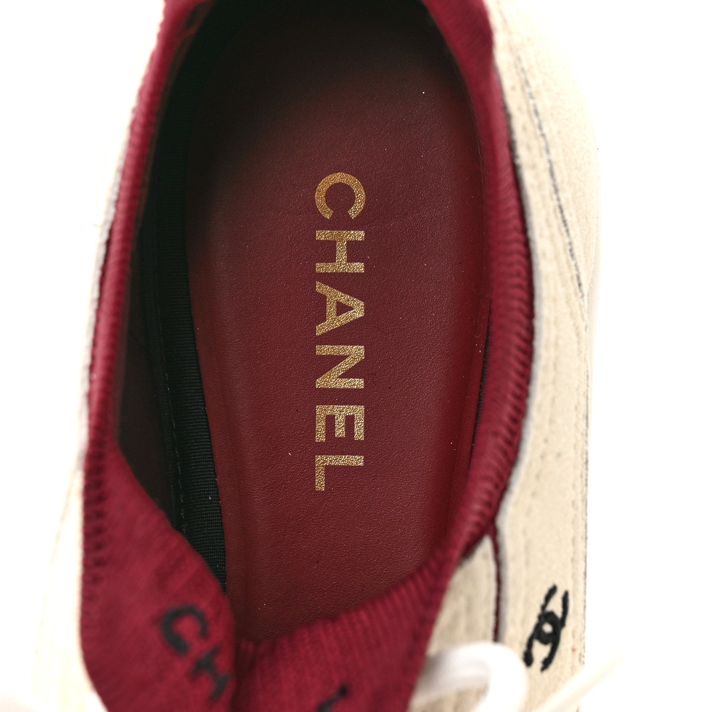Suede Mixed Fibers Knit Womens CC Sneakers 38 Ivory Burgundy