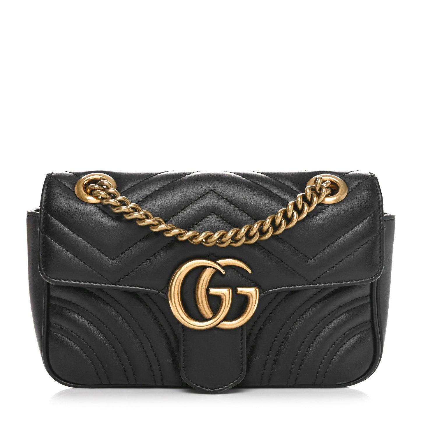 Calfskin Matelasse Mini GG Marmont Shoulder Bag Black