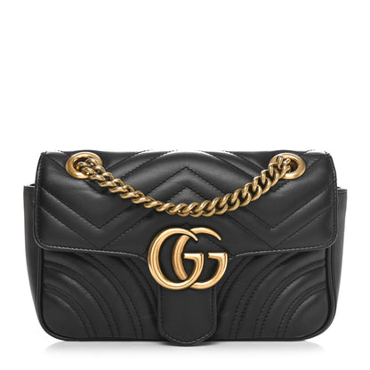 Gucci Calfskin Matelasse Mini GG Marmont Shoulder Bag Black 1 of 10