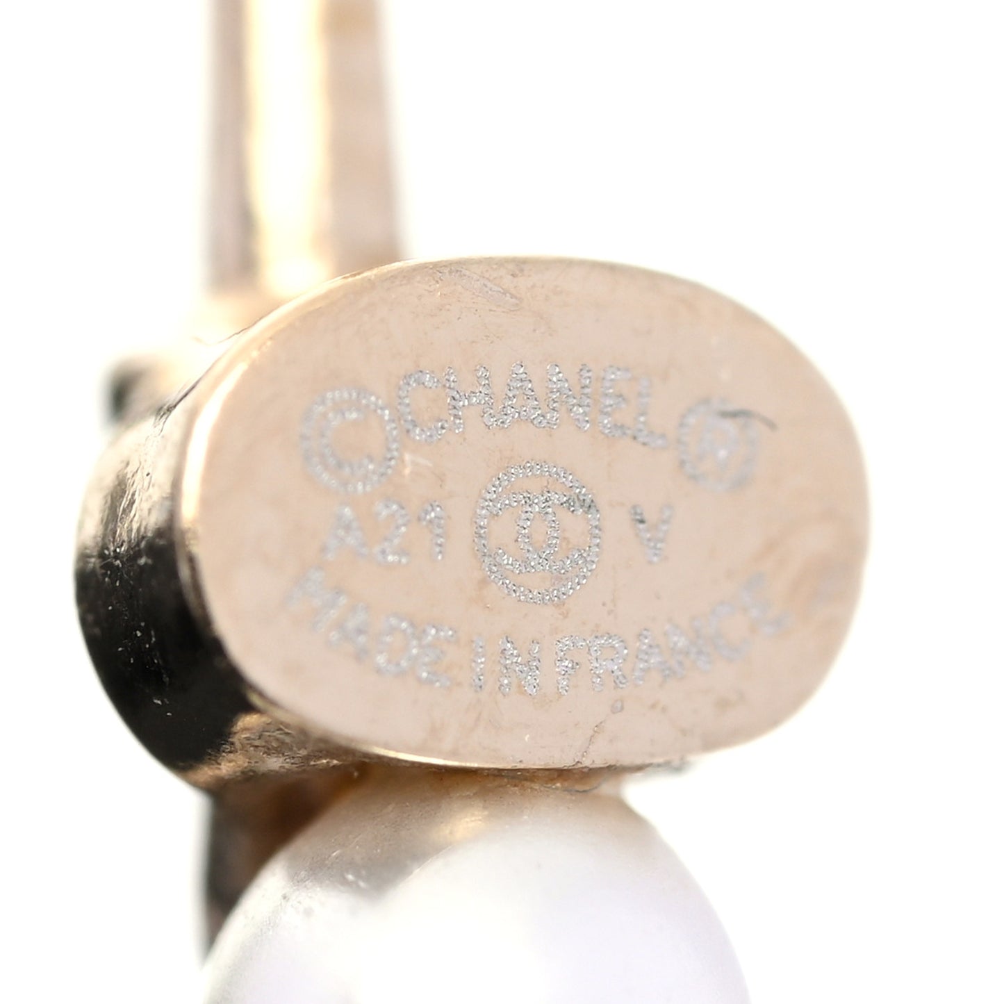 Pearl Charms CC Hoop Earrings Gold