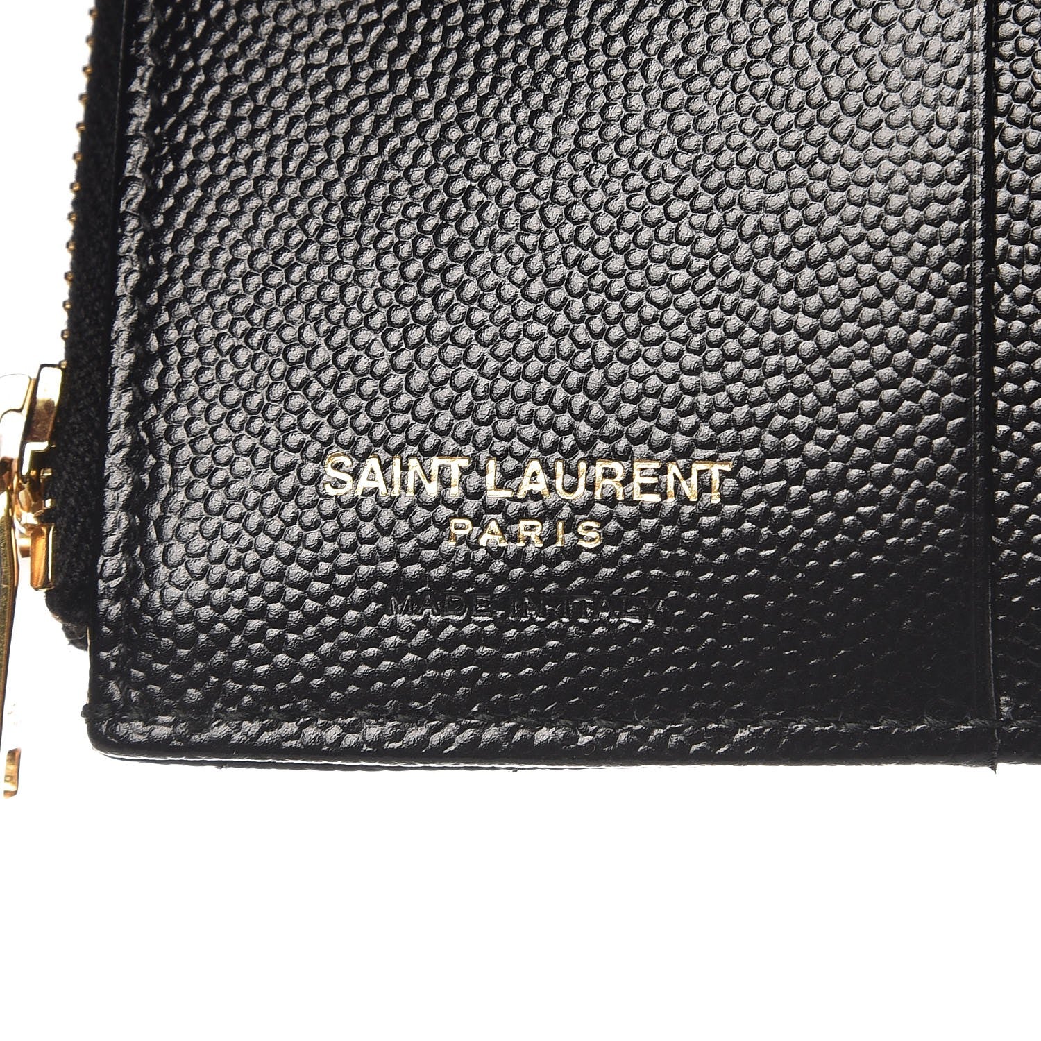 Saint Laurent Grain De Poudre Matelasse Chevron Monogram Zipped Card Case Black 6 of 8