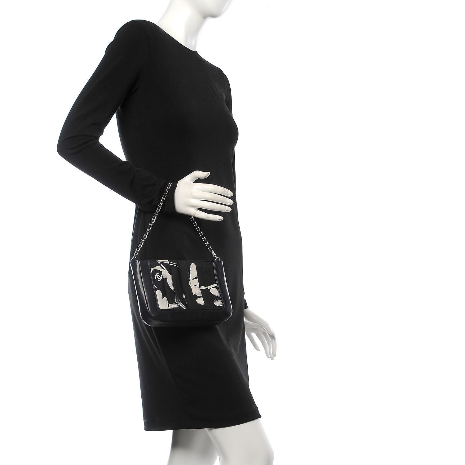Chanel Lambskin Fabric Pleated Symbols Pochette Black 2 of 8