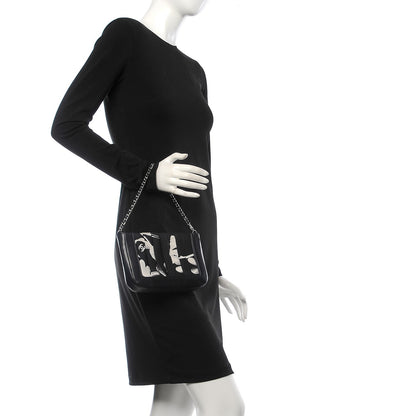 Chanel Lambskin Fabric Pleated Symbols Pochette Black 2 of 8