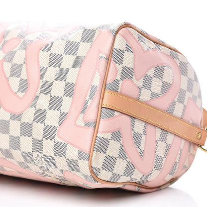 Louis Vuitton Damier Azur Tahitienne Speedy Bandouliere 30 Rose Ballerine 9 of 12