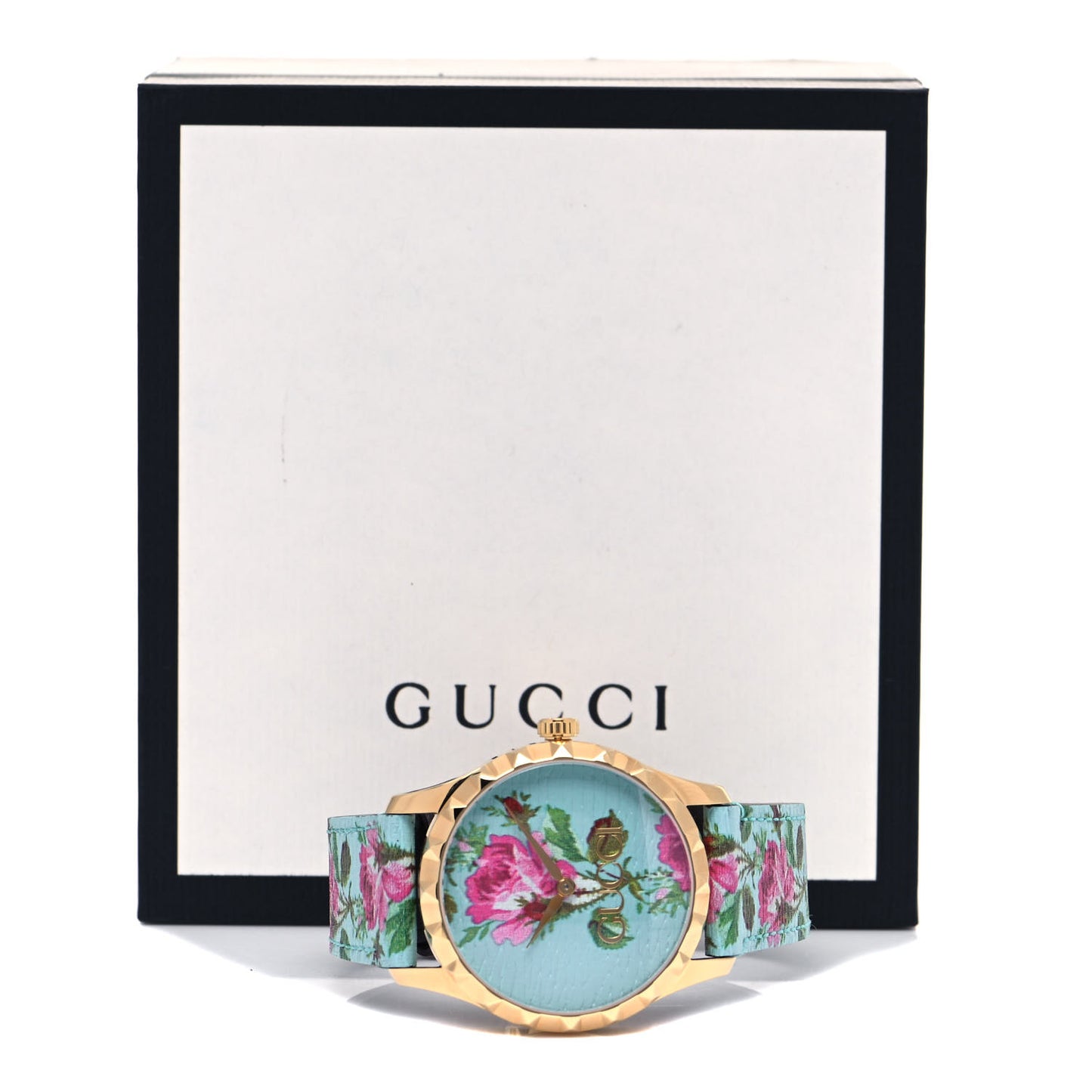 Stainless Steel Calfskin 38mm G-Timeless Floral Quartz Watch Blue