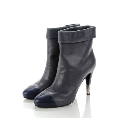 Chanel Lambskin CC Cap Toe Ankle Boots 39 Grey 5 of 9