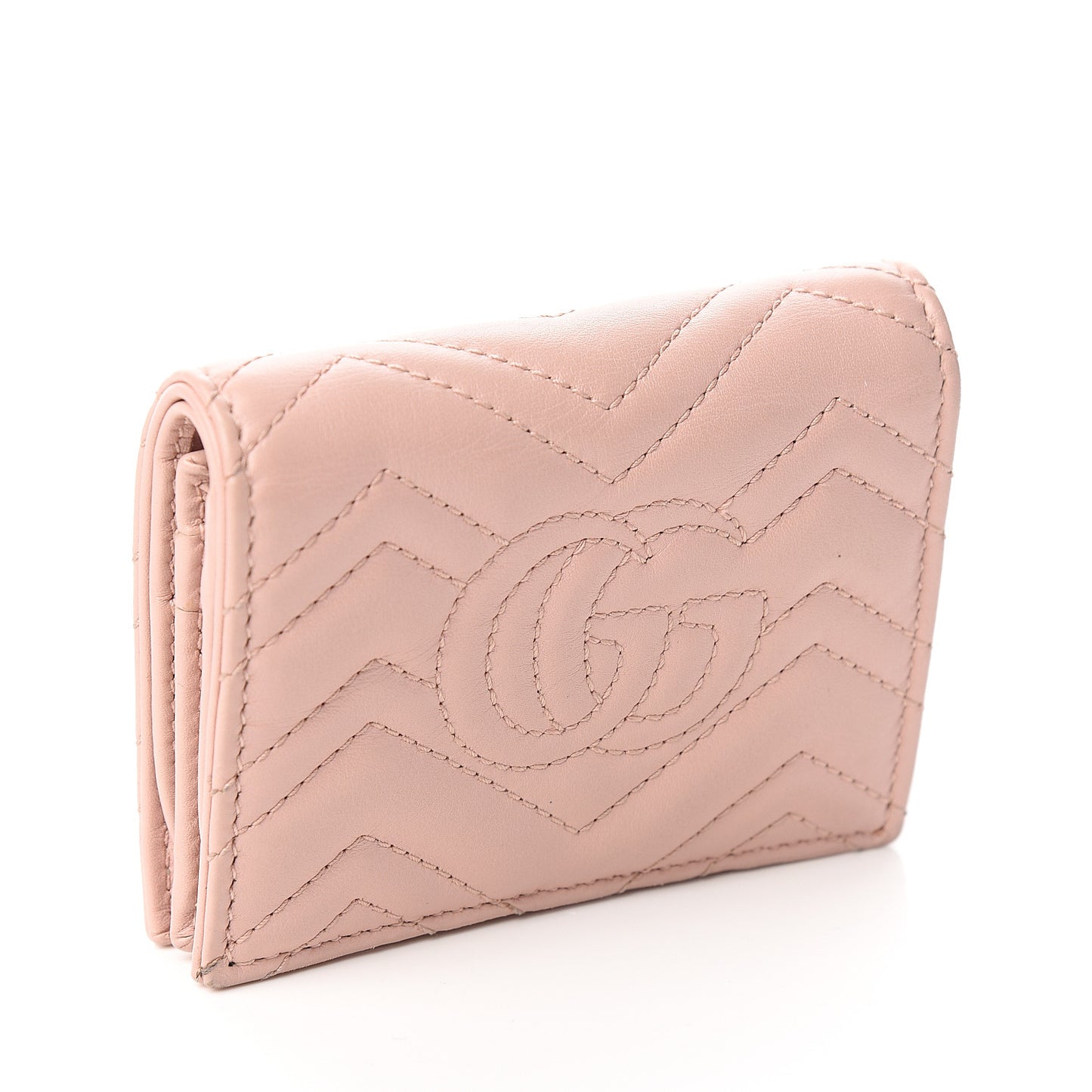 Calfskin Matelasse GG Marmont Card Case Wallet Perfect Pink
