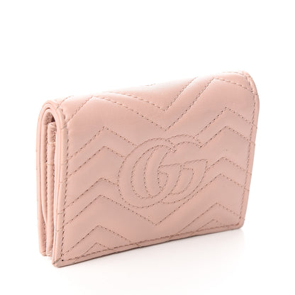 Gucci Calfskin Matelasse GG Marmont Card Case Wallet Perfect Pink 2 of 5
