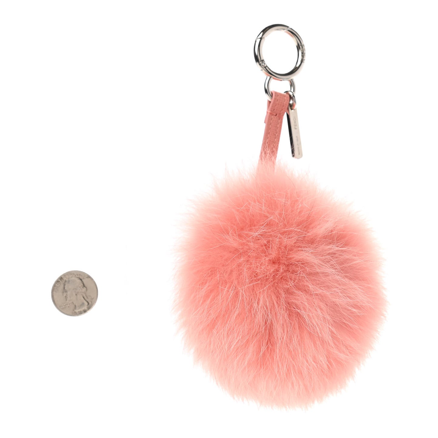 Fox Fur Vitello Elite Pom Pom Bag Charm Peach