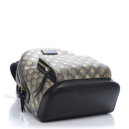 Gucci GG Supreme Monogram Bees Print Small Day Backpack Beige Oro Black 3 of 11