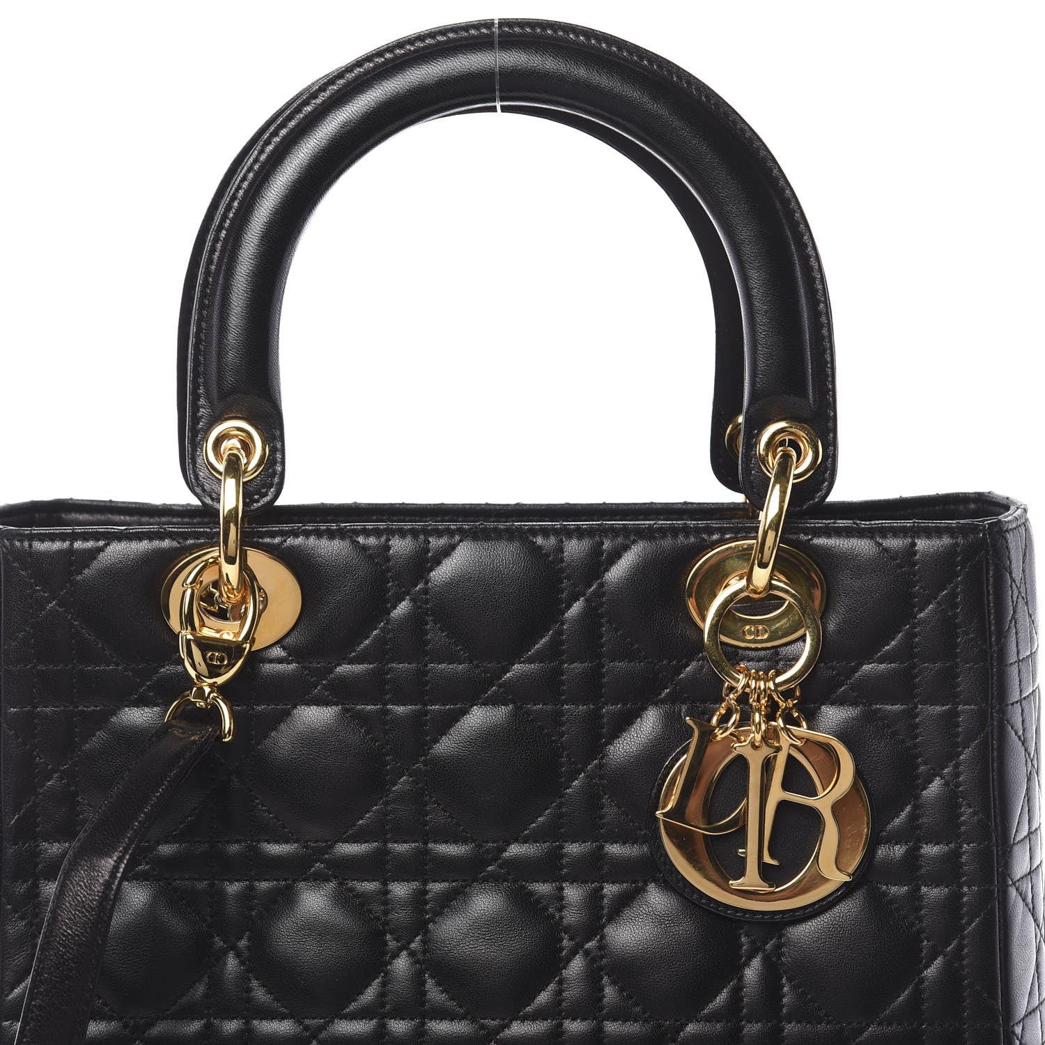 Christian Dior Lambskin Cannage Medium Lady Dior Black 11 of 11