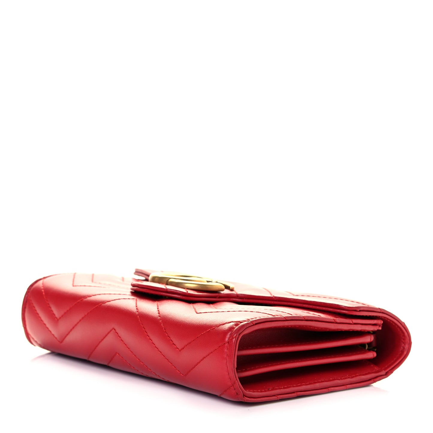 Calfskin Matelasse GG Marmont Chain Wallet Hibiscus Red