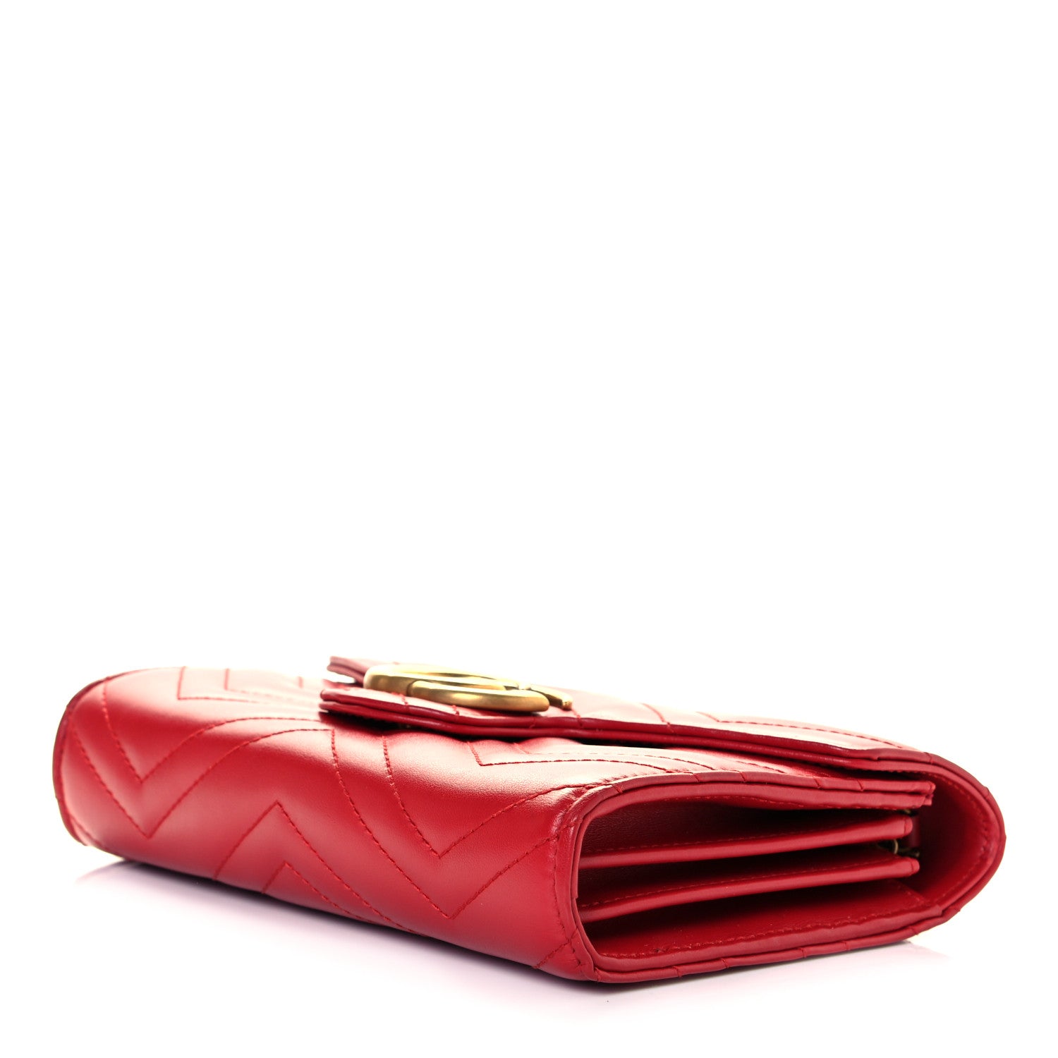 Gucci Calfskin Matelasse GG Marmont Chain Wallet Hibiscus Red 7 of 8