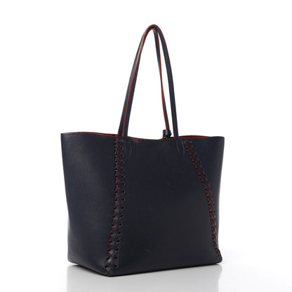 Louis Vuitton Calfskin Braided Lockme Cabas Marine Rouge 3 of 13