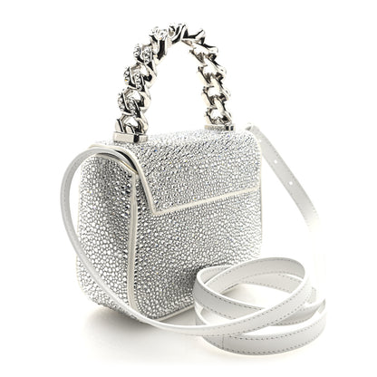 Versace Satin Crystal Studded Mini La Medusa Bag White 3 of 9