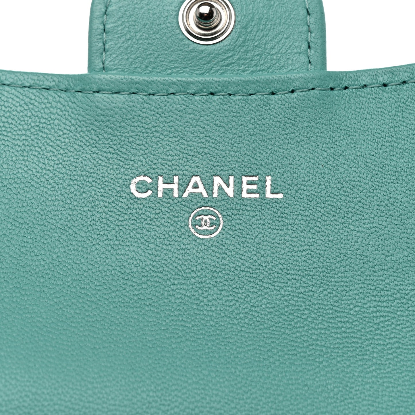 Lambskin Quilted Flap Card Holder Wallet Turquoise