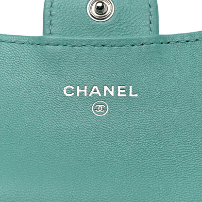 Chanel Lambskin Quilted Flap Card Holder Wallet Turquoise 7 of 11