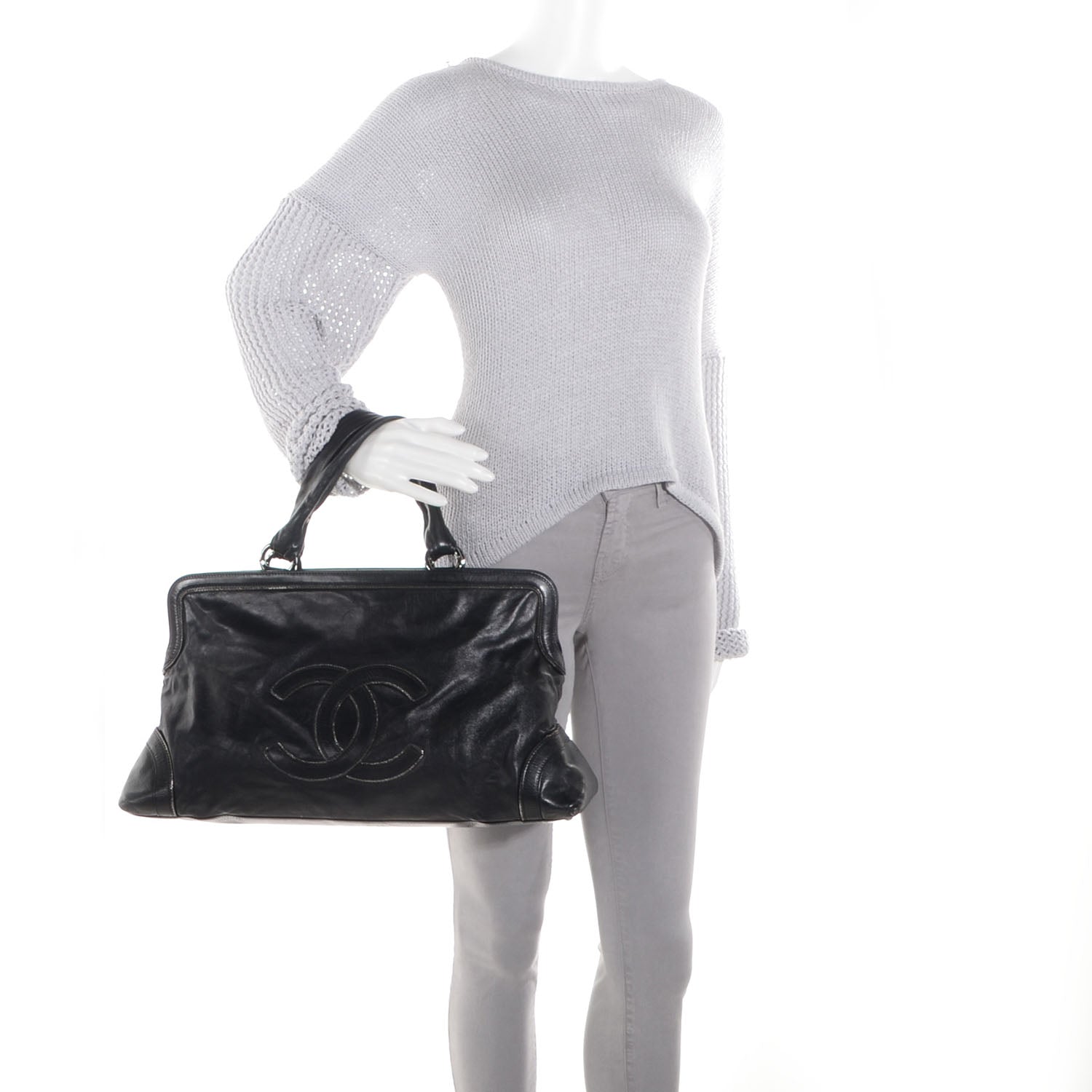 Chanel Lambskin East West Soho Shopper Black 2 of 7