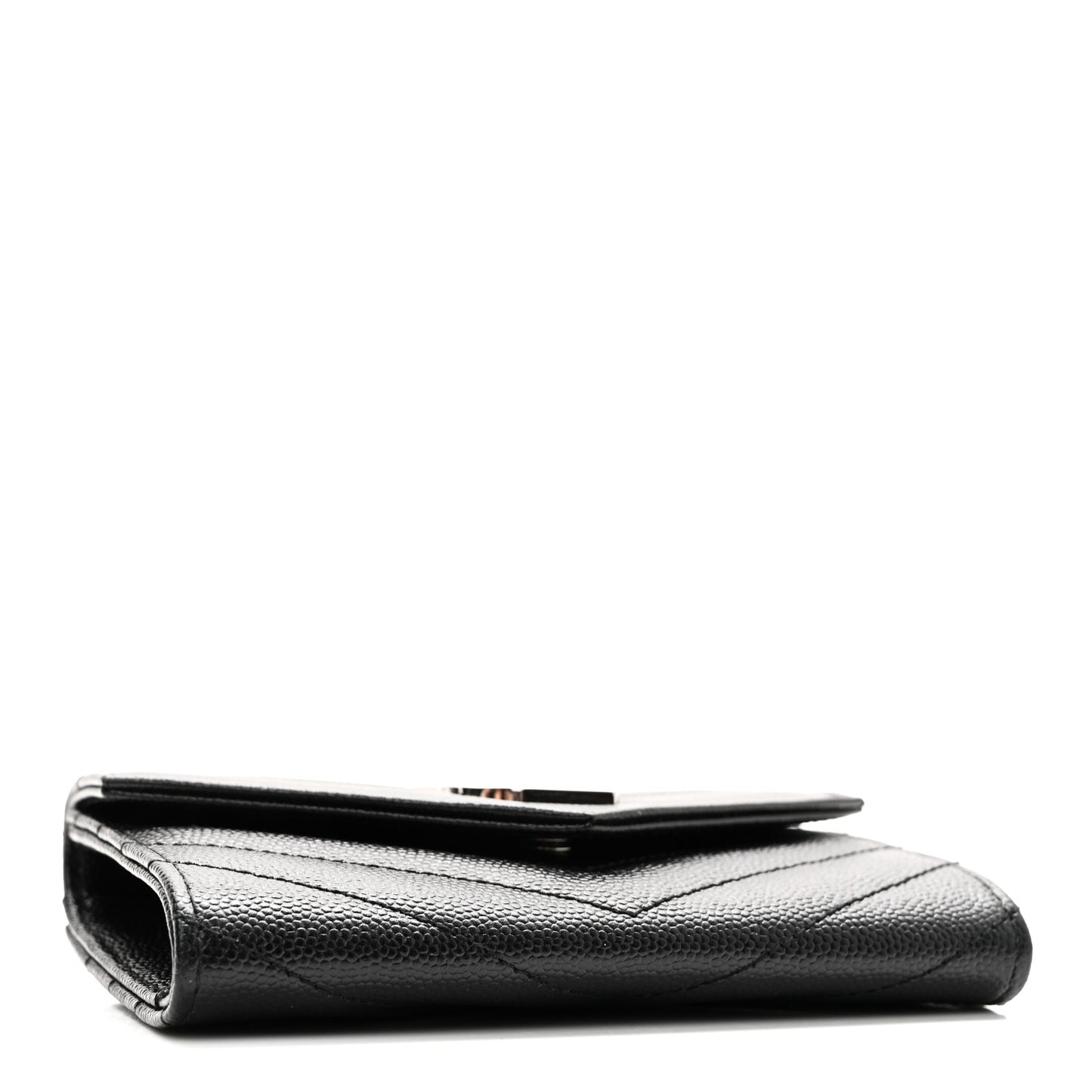 Grain De Poudre Matelasse Chevron Small Monogram Envelope Wallet Black