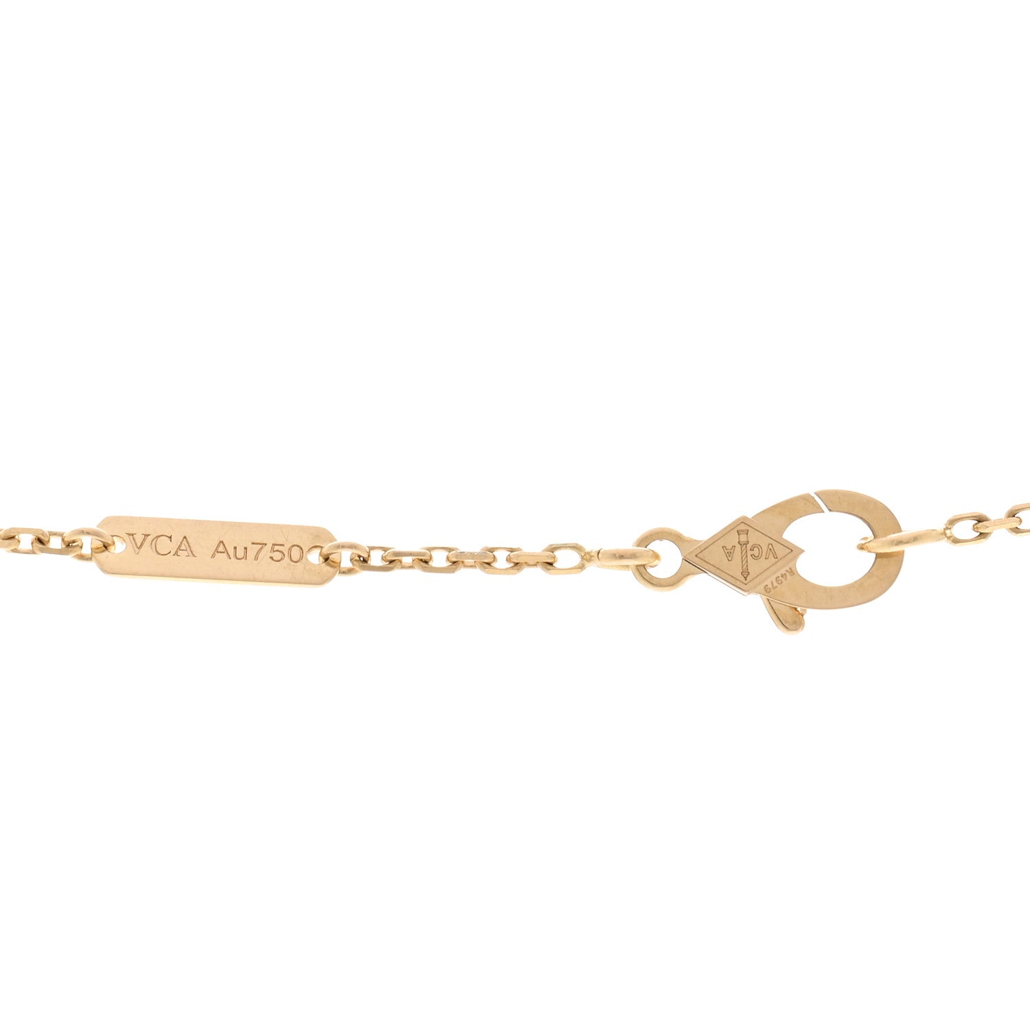 Van Cleef & Arpels 18K Yellow Gold Guilloché Vintage Alhambra Pendant Necklace 4 of 5