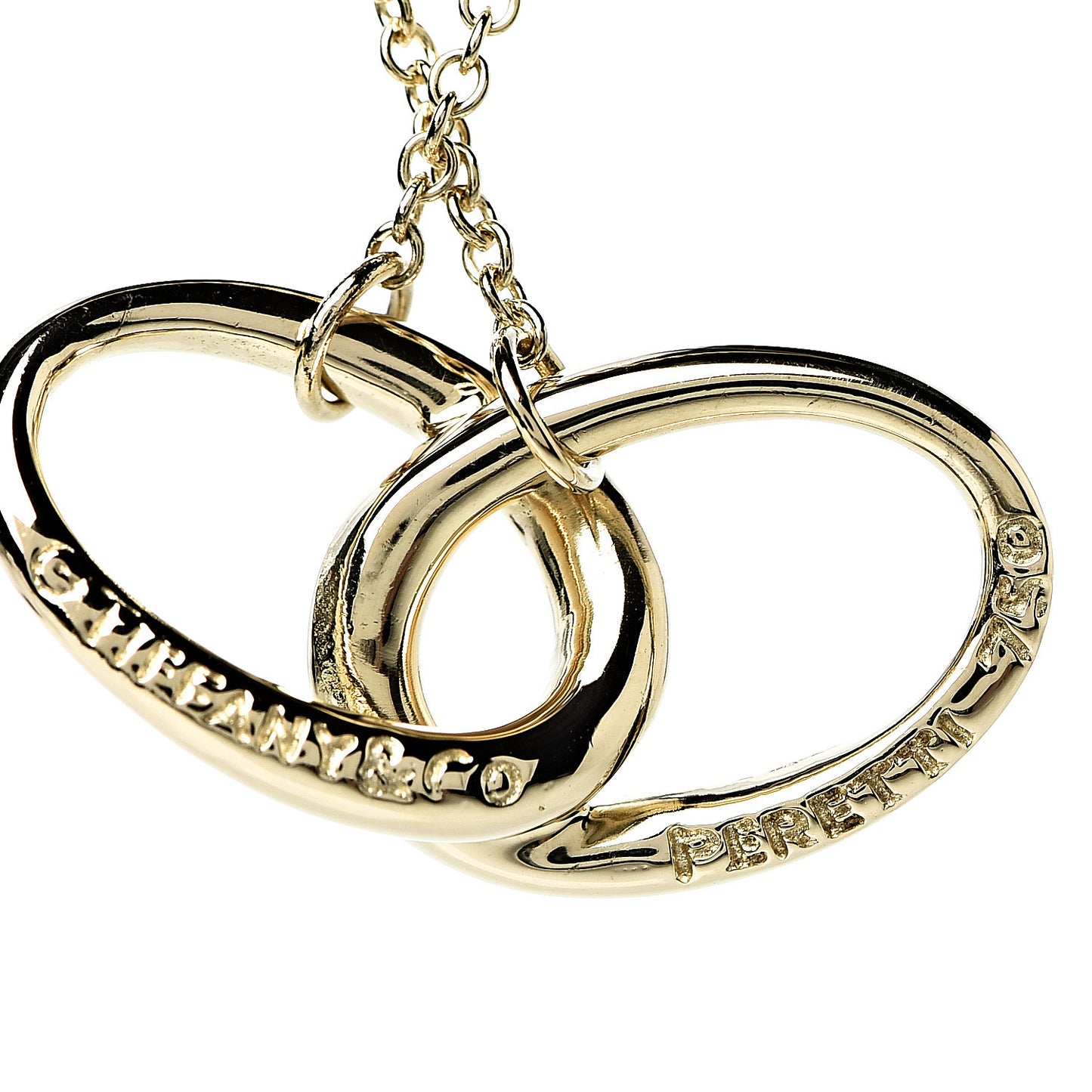 18K Yellow Gold Elsa Peretti Interlocking Ovals Pendant Necklace