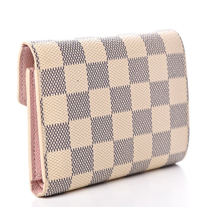 Louis Vuitton Damier Azur Victorine Wallet Rose Ballerine 3 of 9