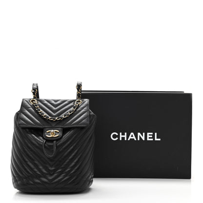 Chanel Calfskin Chevron Quilted Small Urban Spirit Backpack Black 11 of 11