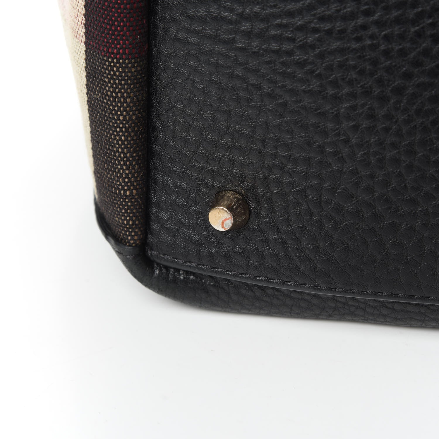 Burberry Grainy Calfskin House Check Medium Maidstone Black 13 of 14