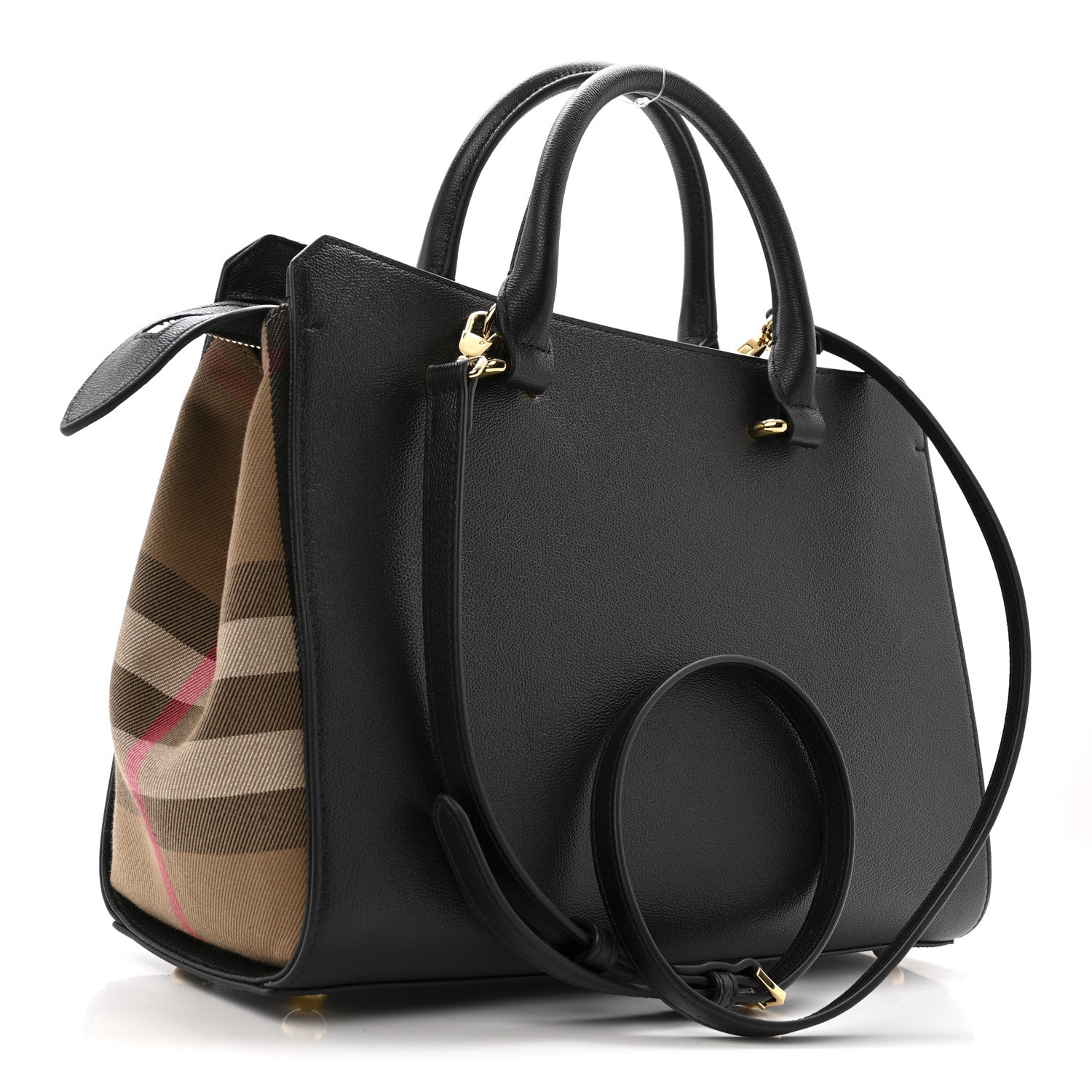 Burberry Calfskin Mega Check Small Banwell Tote Black 3 of 11