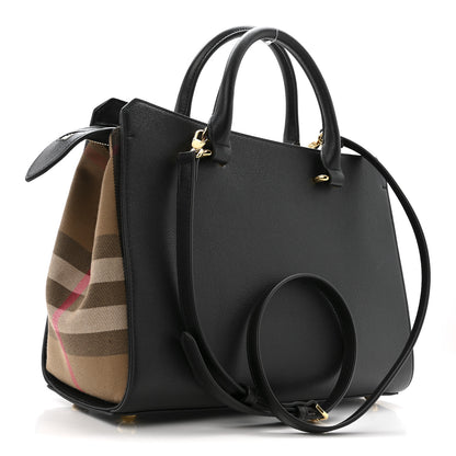 Burberry Calfskin Mega Check Small Banwell Tote Black 3 of 11