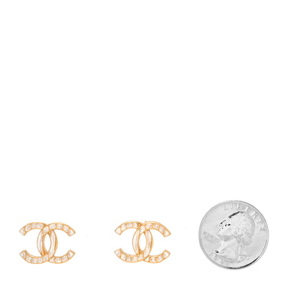 Chanel Metal CC Earrings Gold White 2 of 4
