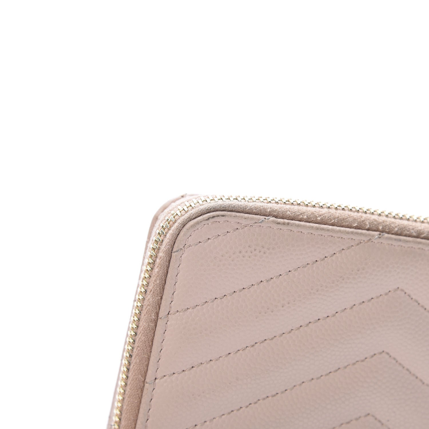 Saint Laurent Grain De Poudre Matelasse Chevron Monogram Compact Zip Around Wallet Pink 11 of 11