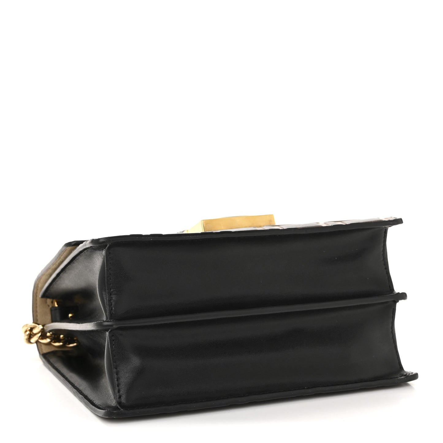 Vitello Liberty Bi-Color FF 1974 Embossed Small Kan U Shoulder Bag Maya Black