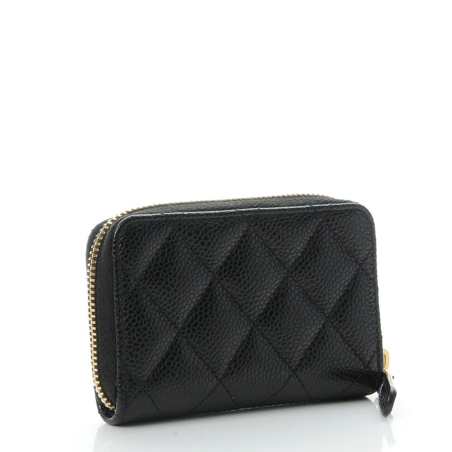 Caviar Quilted Zip Coin Purse Black