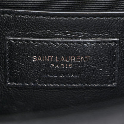 Saint Laurent SAINT LAURENT Grain De Poudre Textured Mixed Matelasse Triquilt Medium Monogram Monochrome Satchel Black 6 of 11