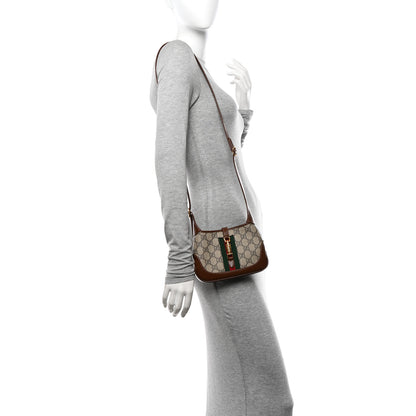 Gucci GG Supreme Monogram Azalea Calfskin Web Mini Jackie 1961 Hobo Beige Ebony Brown Sugar 2 of 10