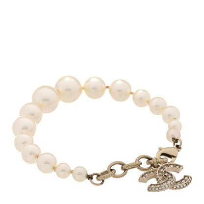 Chanel Graduated Pearl Crystal CC Bracelet Gold 3 of 6