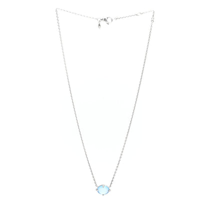 David Yurman Sterling Silver Diamond Blue Topaz Chatelaine Oval Pendant Necklace 3 of 4