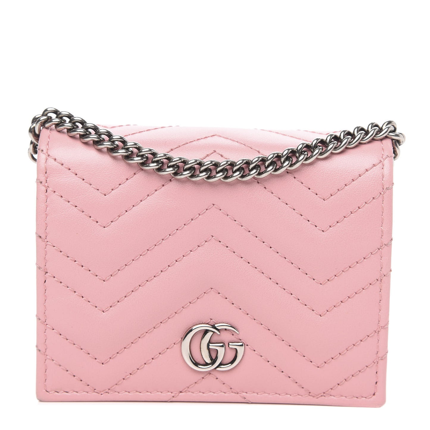 Calfskin Matelasse GG Marmont Mini Wallet On Chain Wild Rose