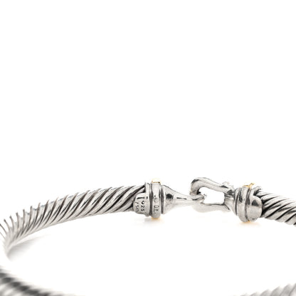 David Yurman Sterling Silver 18K Yellow Gold 5mm Cable Classic Buckle Bracelet 3 of 3