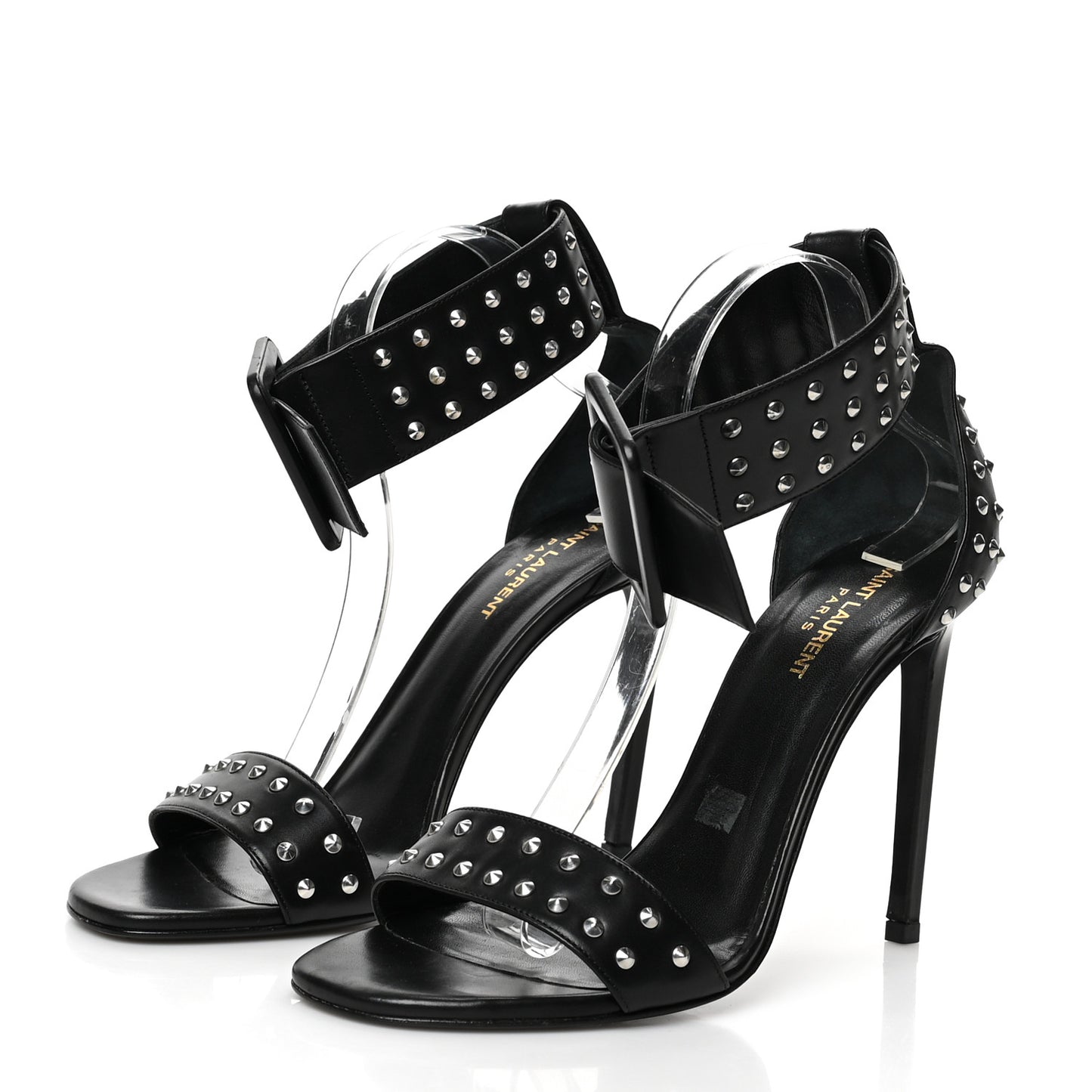 Calfskin Studded Jane 105 Ankle Strap Sandals 41 Black