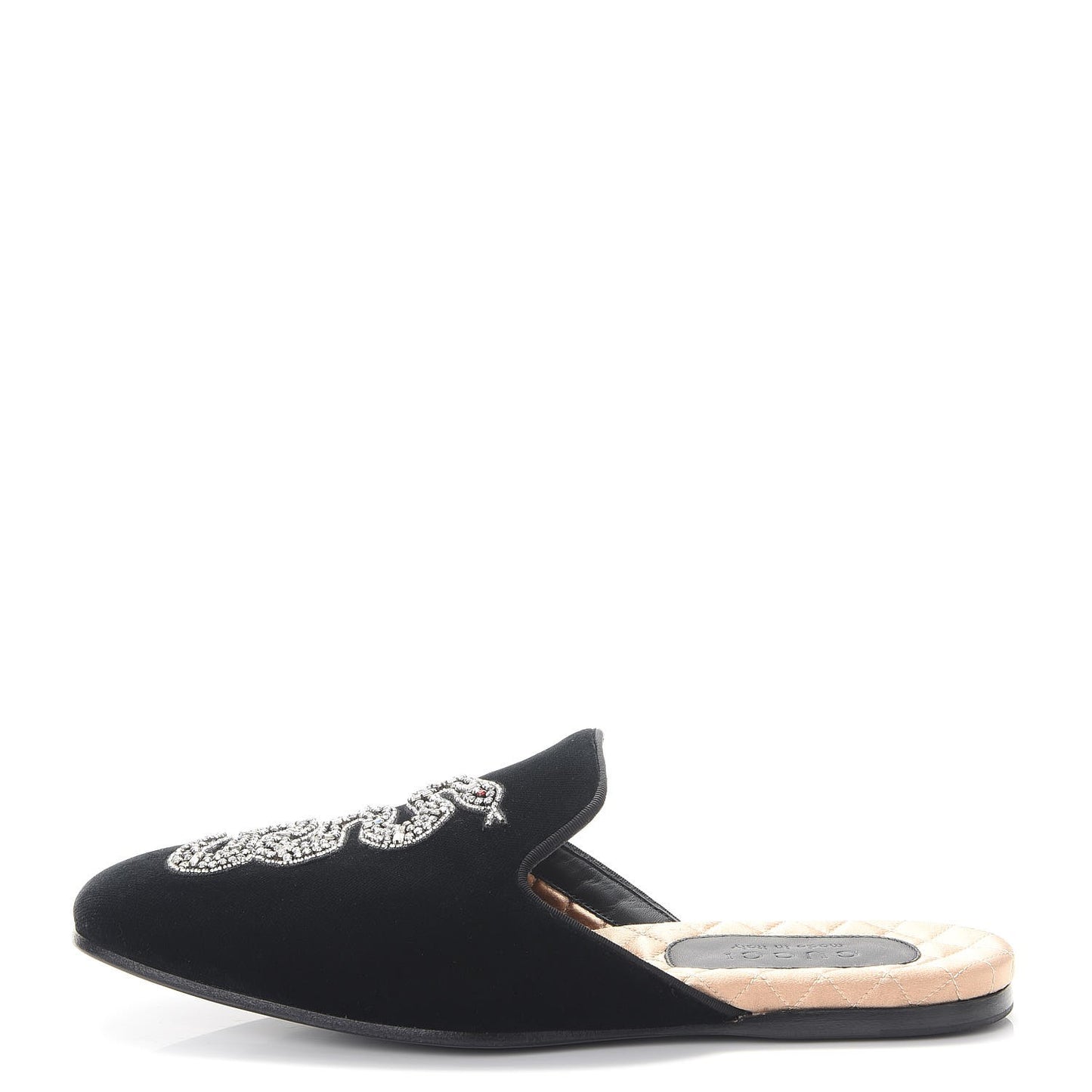 Velvet Crystal Snake Embellished Mens Lawrence Slippers 8 Black