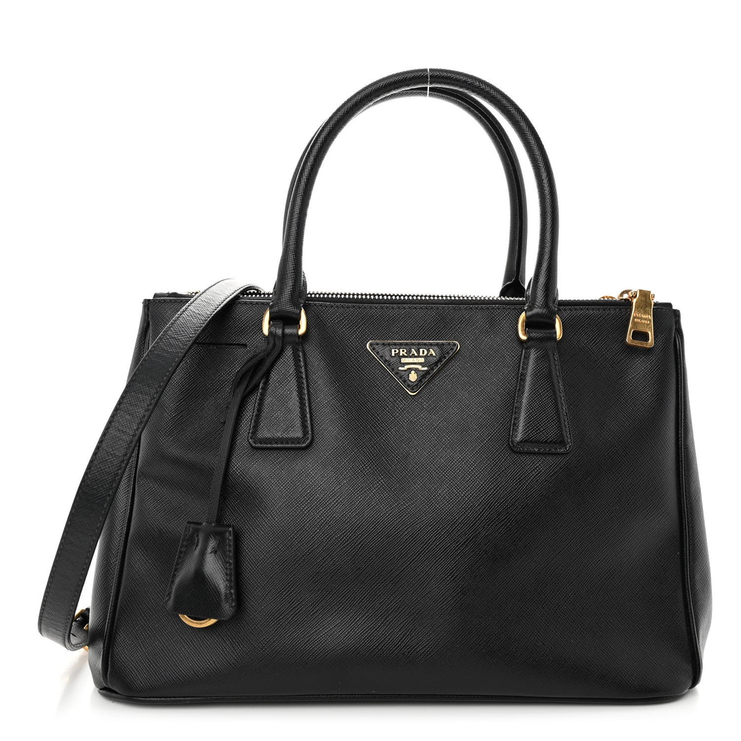 Saffiano Medium Galleria Double Zip Tote Black