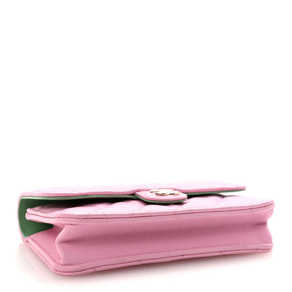 Chanel Lambskin Quilted Flap Phone Holder With Chain Lilac Light Green 4 of 12