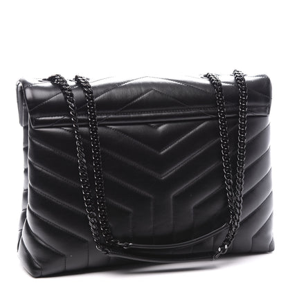 Saint Laurent Calfskin Y Quilted Monogram Medium Loulou Chain Satchel Black 2 of 11