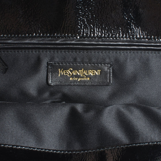 Saint Laurent Patent Crocodile Embossed Tribute Tote Black 6 of 7