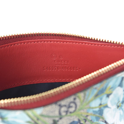 Gucci GG Supreme Monogram Blooms Small Zip Pouch Beige Blue Hibiscus Red 5 of 5